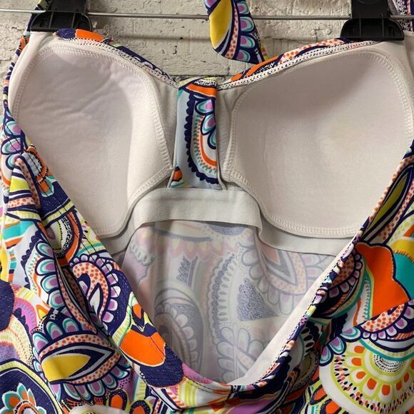 Croft & Barrow Halter Tankini Top Floral Cinch 14 Plus Size Curvy - Picture 6 of 9